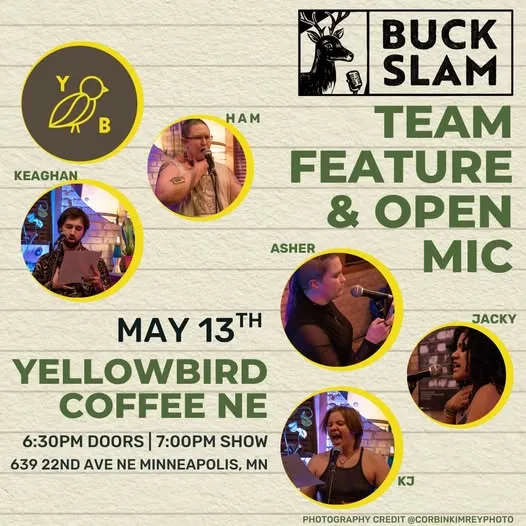 BuckSlam Team Feature and Open Mic May