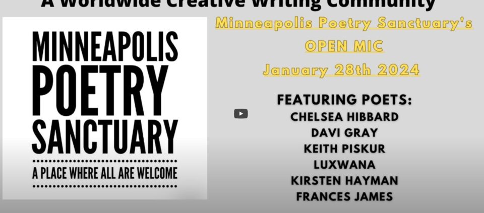YouTube title slide - Minneapolis Poetry Sanctuary, January 2024
